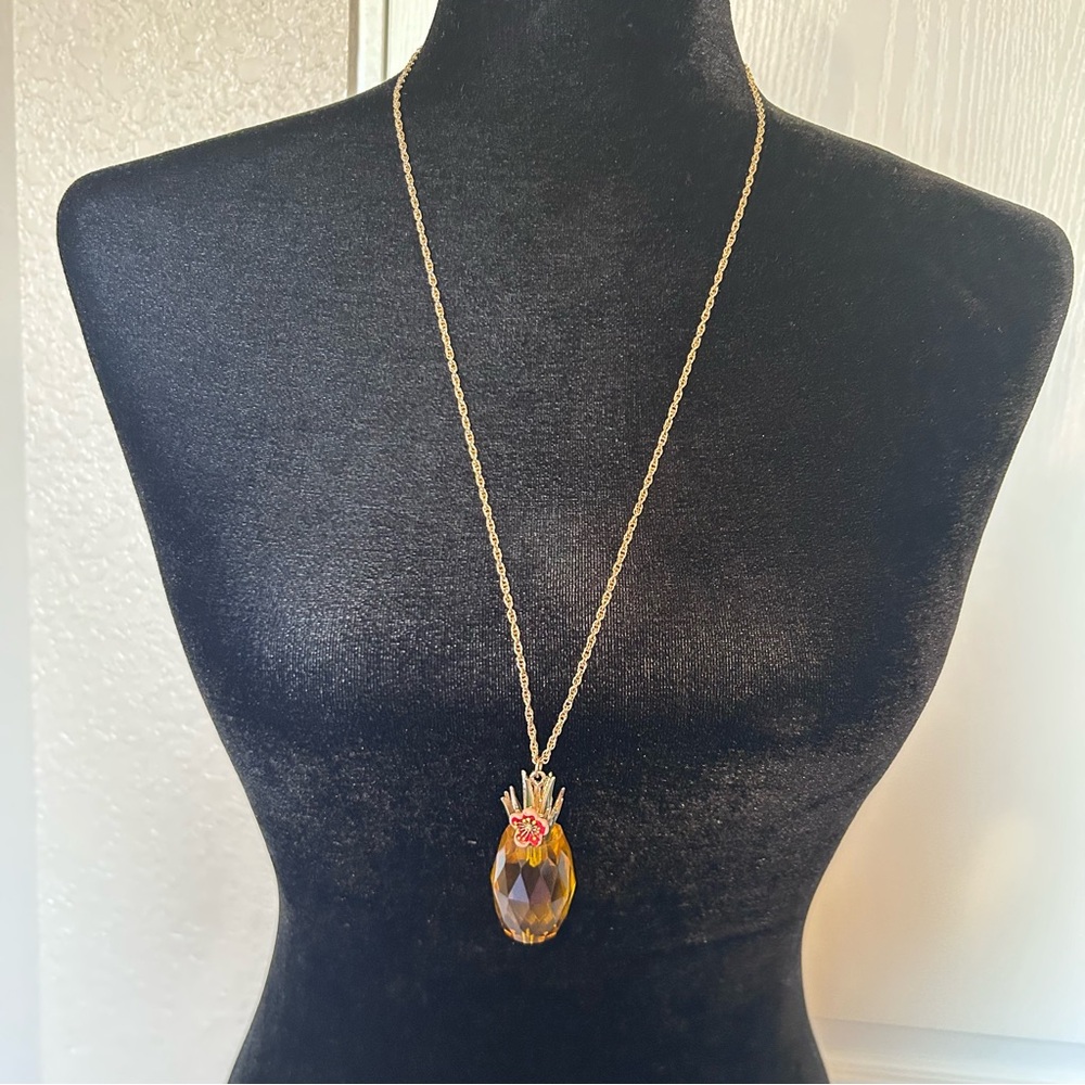 Betsey Johnson Gold Tone‎ Pineapple Pendant Necklace